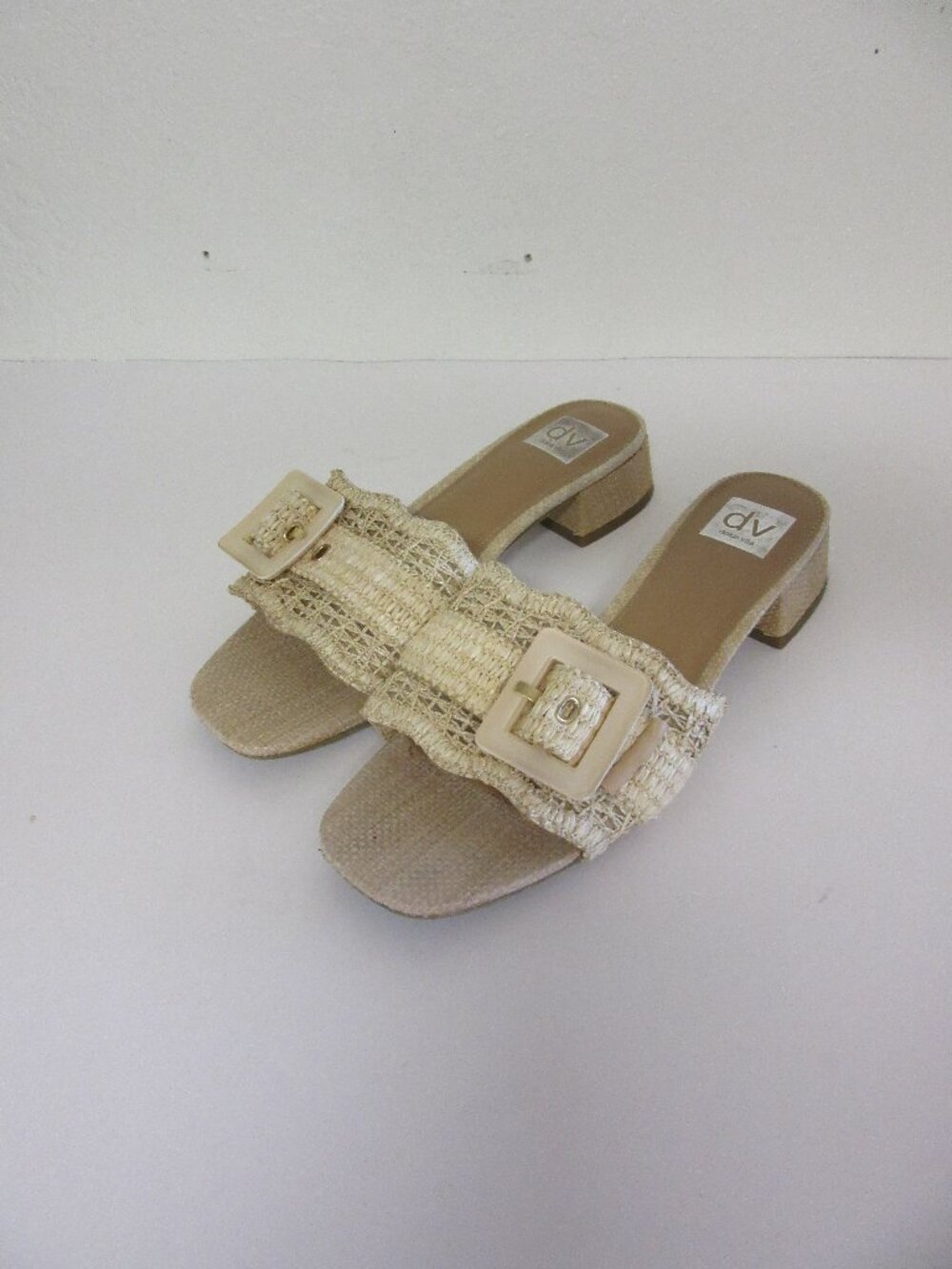 DOLCE VITA Nixie Beige Woven 9.5 Open Toe Block Heel Sandal